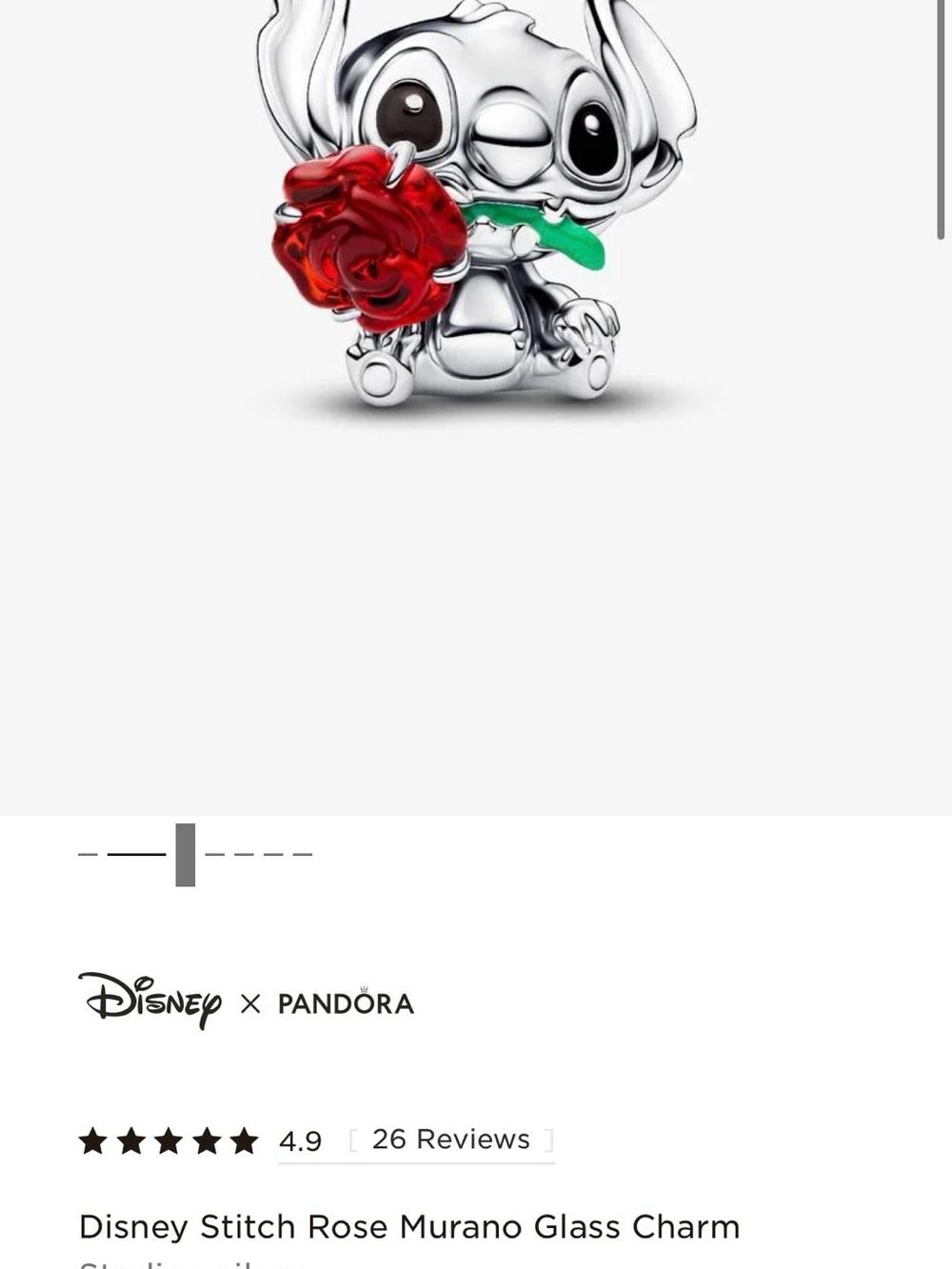 Pandora Disney Stitch Rose Murano Glass Charm